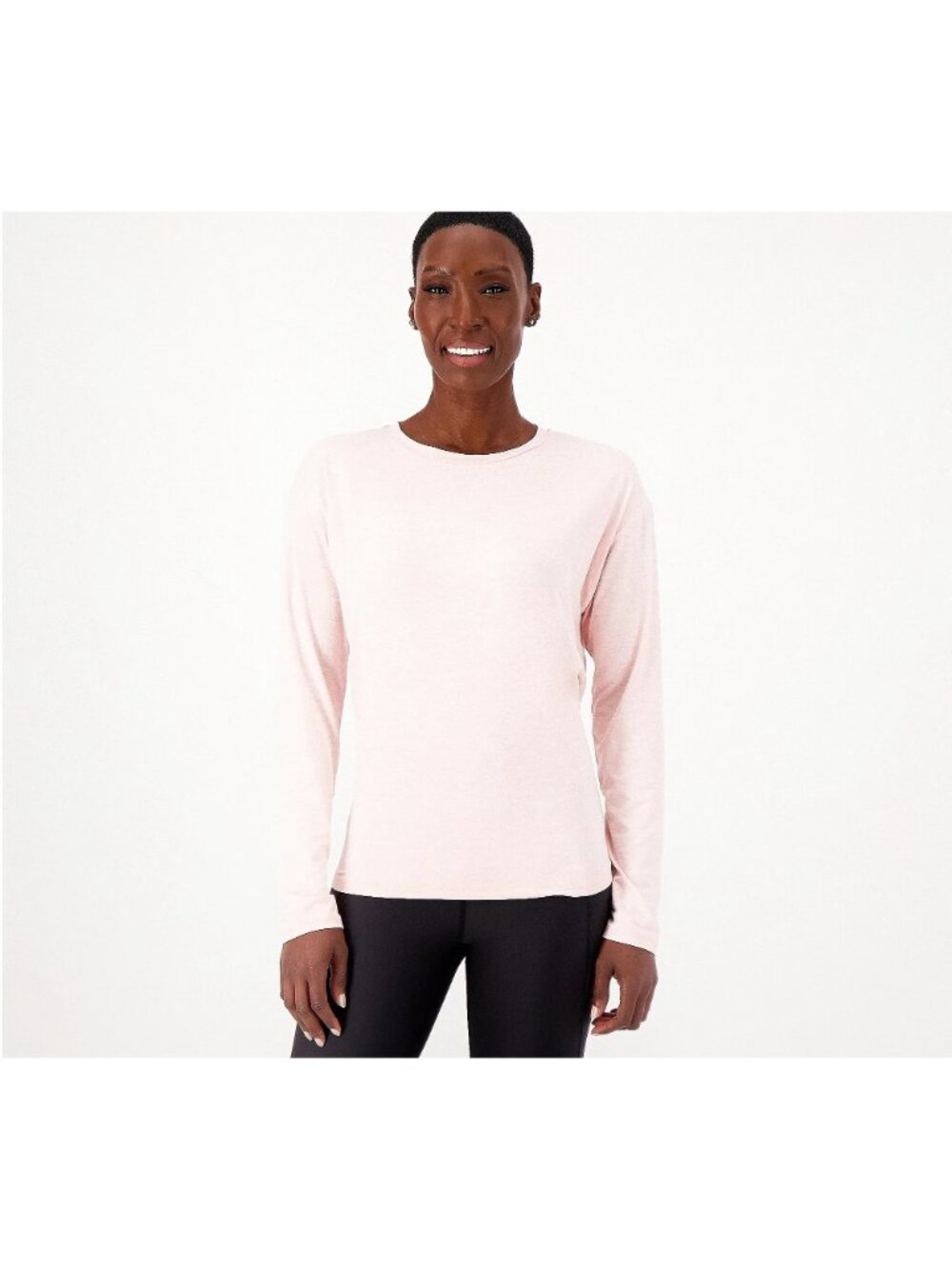 AB by Addison Bay Tie Back Long Sleeve Top Women 1X Pink Heather Poly Blend Chic